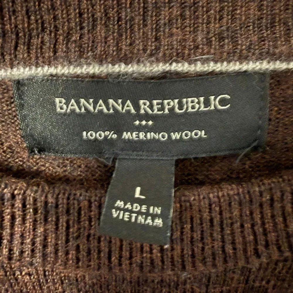 Banana Republic Mens Brown 100% Merino Wool Crewneck Raglan Sweater Large